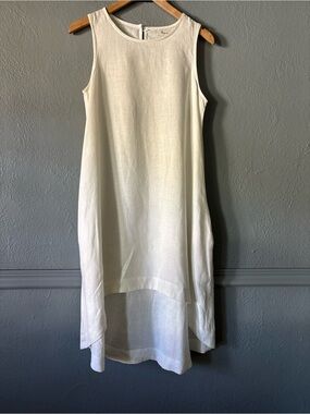 Magic Linen Hi-Low Linen Dress Cover Up Ivory XS